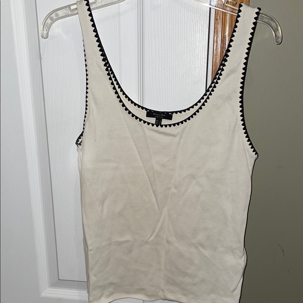 Massimo Dutti Cream Tank Top with Black Trim